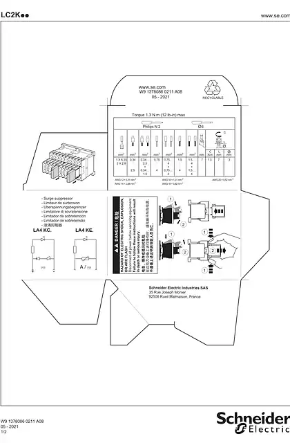 schneider施耐德LC2-K contactor - 说明页